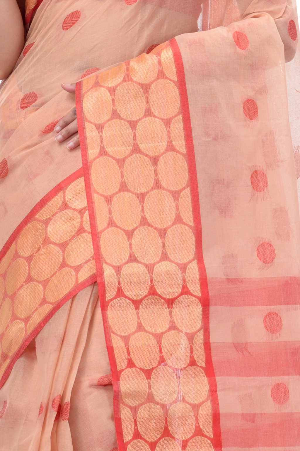 Off-White Pure Cotton Ganga Jamuna Tant Saree (373)